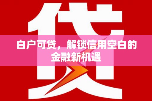 朱家尖白户可贷，解锁信用空白的金融新机遇