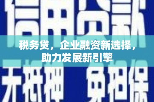 朱家尖税务贷，企业融资新选择，助力发展新引擎